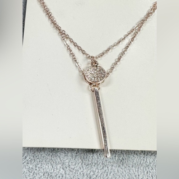 a . new day Gold Tone Two Strand With Rhinestone Charm Necklace - Picture 2 of 4